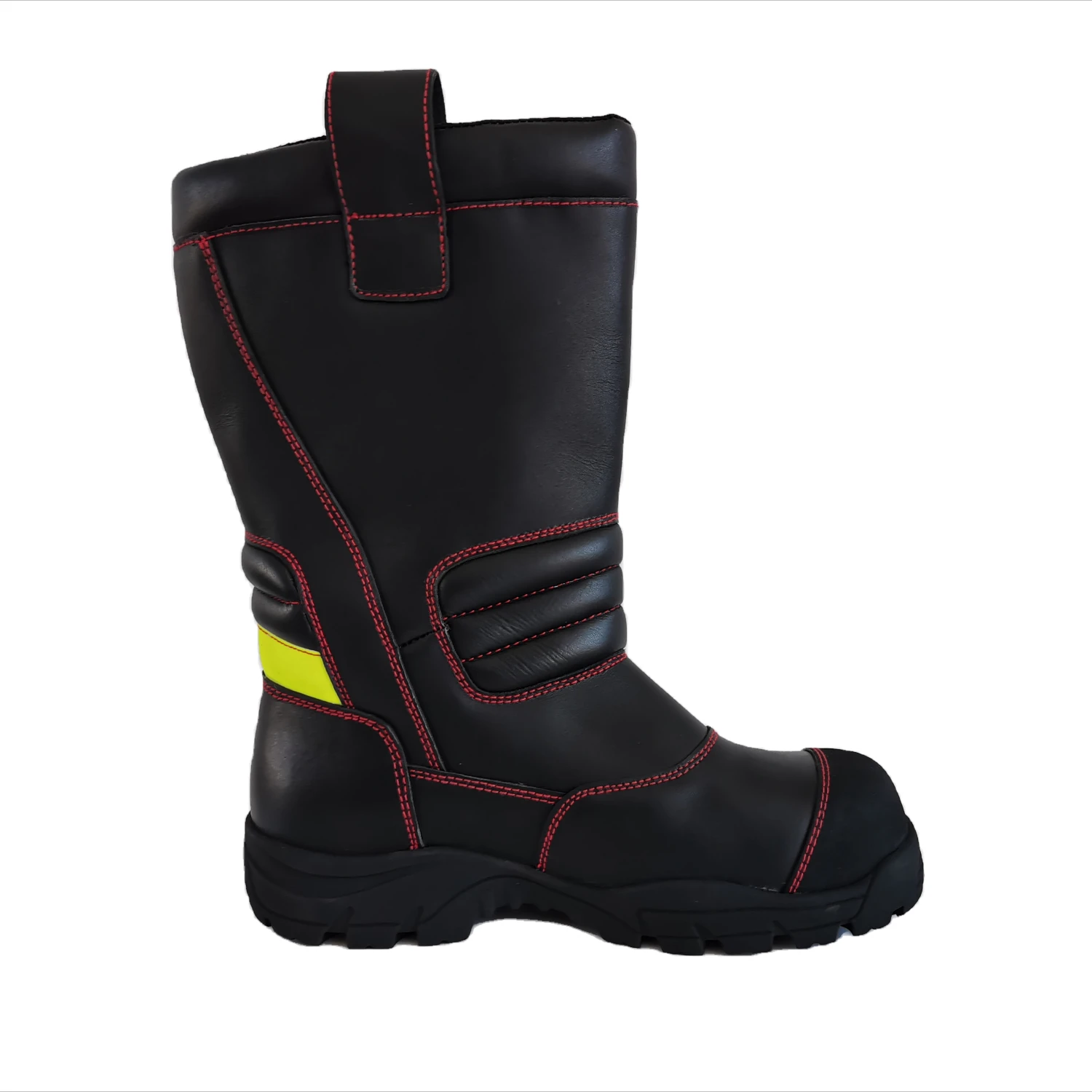 Slip On fire boots with Reflective Leather Fire fighter boots Flame retardant with Steel toe Oil resistant outsole