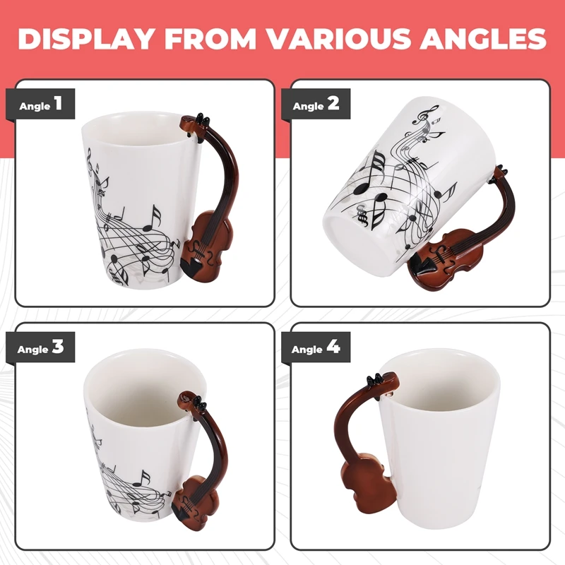 ABZV-Creative Novelty Handle Ceramic Cup Free Spectrum Coffee Milk Tea Cup Personality Mug Unique Musical Instrument Gift Cup