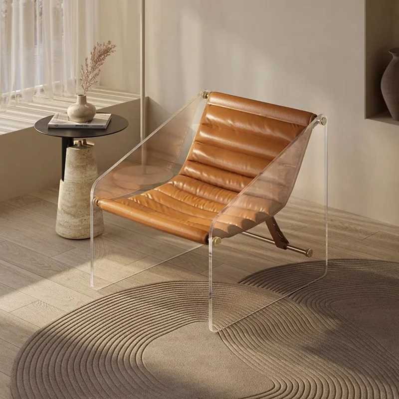 Lazy single seat sofa leather light luxury club room casual negotiation single chair high-end designer