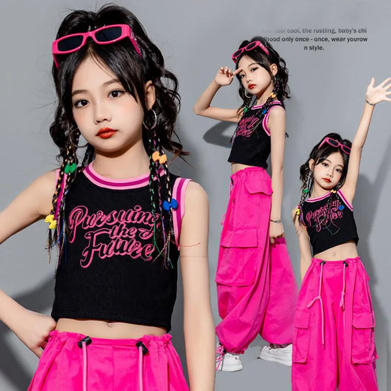 Meisjes Hiphop Kleding Crop Tank Tops Kinderen Cargo Joggers Streetwear Kleding Sets Kids Cool Kpop Dance Jazz Show Kostuums