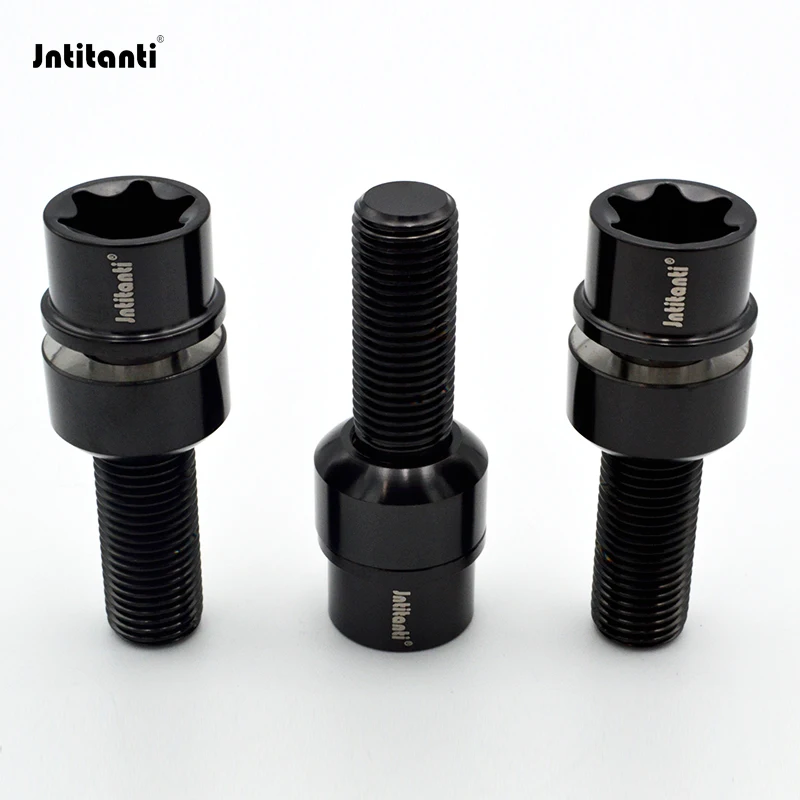 

Jntitanti Gr.5 Titanium 10.9 grade ball seat floating washer anti -theft wheel bolt with 1titanium key M14*1.5*30/35for Porsche