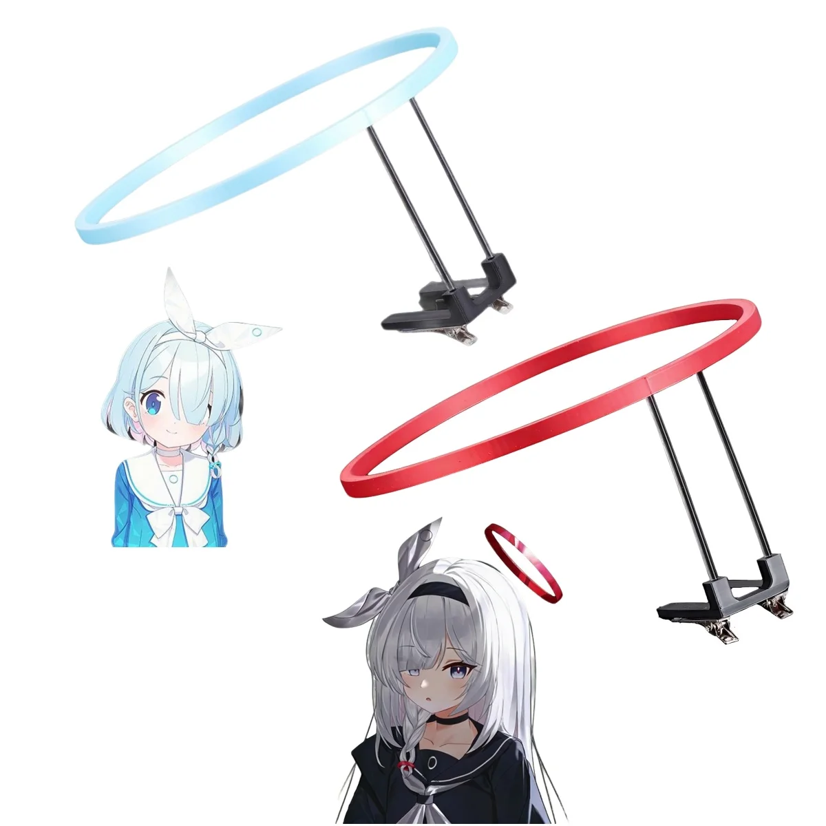 

Blue Archive Plana Cosplay Headwear Adult A.R.O.N.A Detachable Blue and Red Halo Comic-con Stage Headdress Costume Accessories