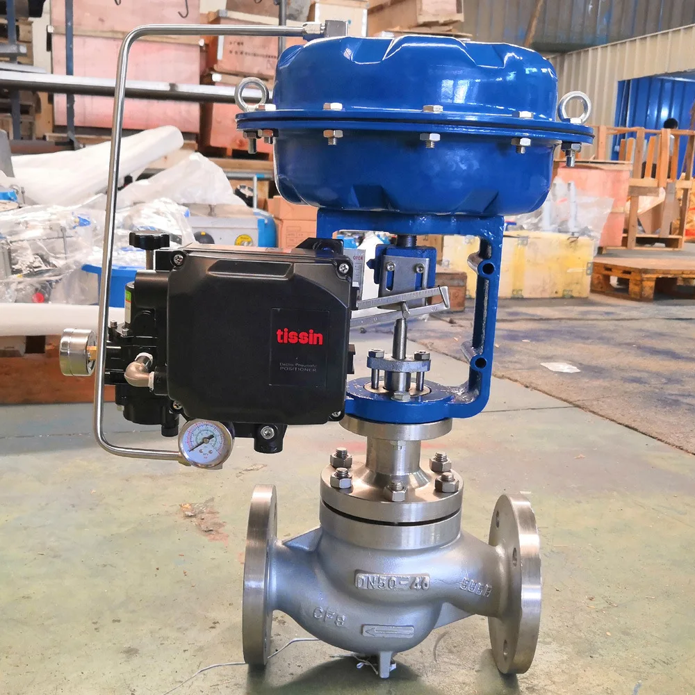 Pneumatic Control Valve With Tissin TS600L Electro-Pneumatic Valve Positioner And TS400 Limited Switch For On-off Valve