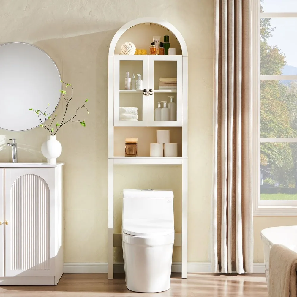 Factory Direct 2026 Over Toilet Storage Cabinet with Acrylic Doors, Bathroom Organizer, Adjustable Shelf, Space Saver, Antique