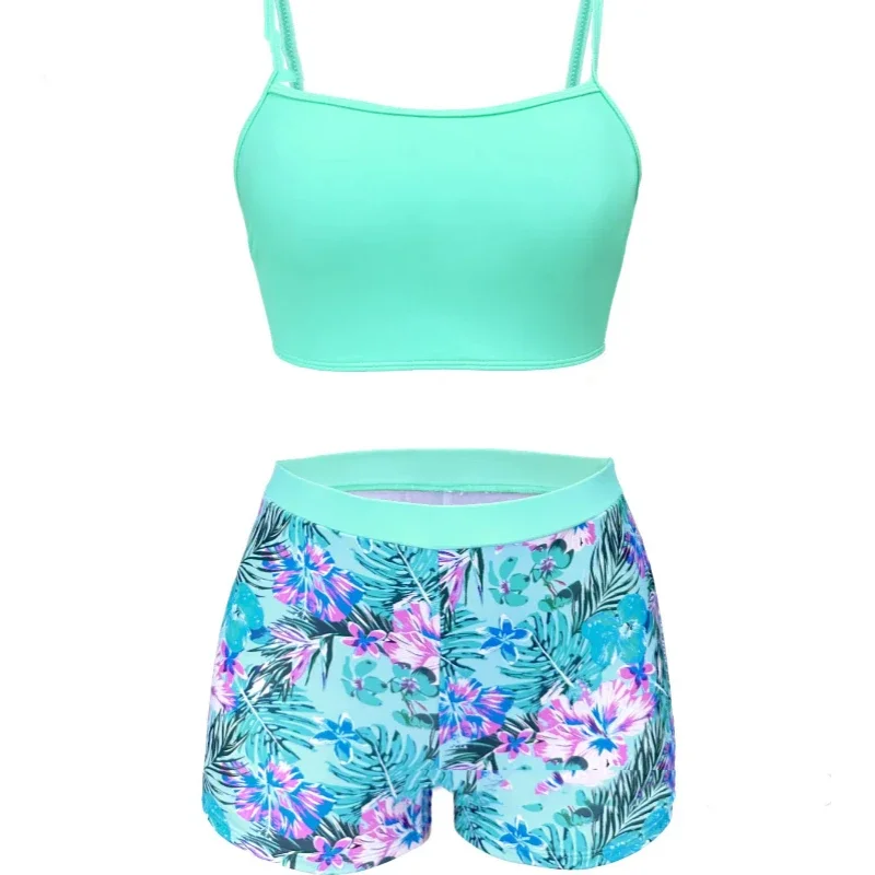 Sommer Floral Bedrucktes Bikini Set Damen Sexy 3-teilige Badebekleidung Strand Cover Up Strand Durchsichtige Hemden Sexy Bikini Shorts Anzug
