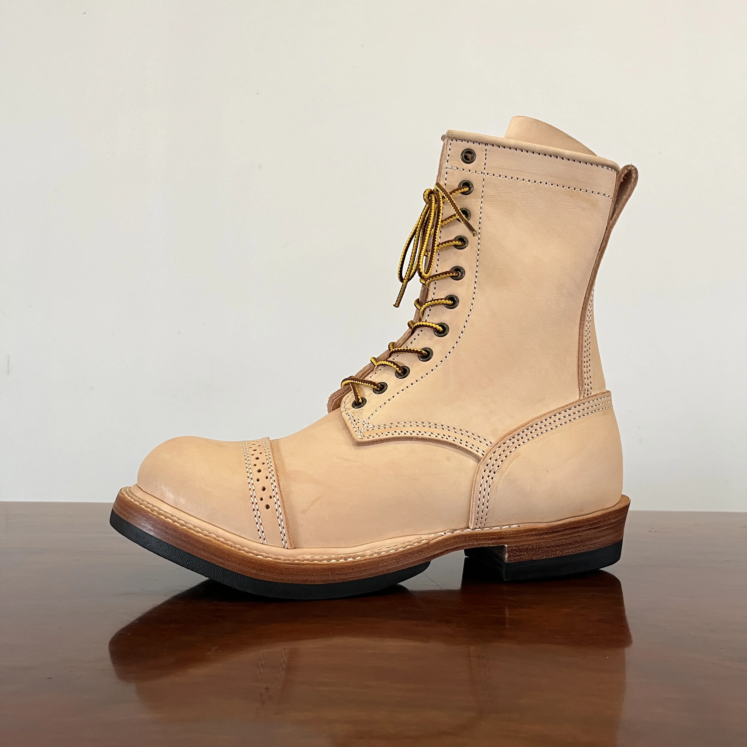 

V1080 RockCanRoll Size 35-50 Genuine Italian Vegetable Tanning Cow Leather Handmade Durable Goodyear Welted Biker Boot