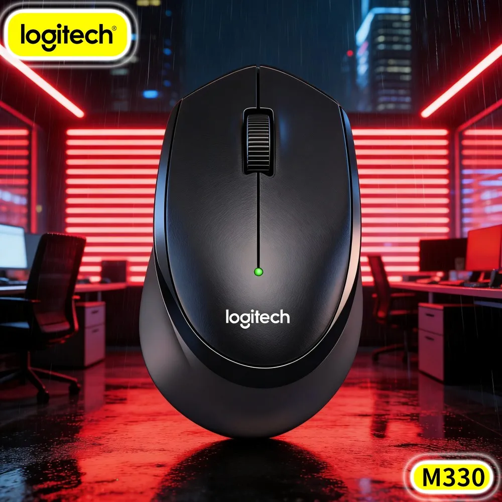 Logitech M330 Wireless Mouse 2.4Ghz Silent Clicks Ergonomic Shape Long Battery For Desktop Laptop Office