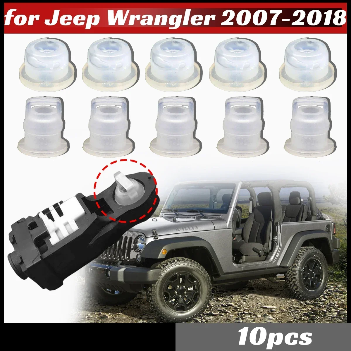 10X for Jeep Wrangler 2007-2018 Gearbox Linkage Cable Bushing Repair Kit AT MT Pull Head Gear Shifter Lever Wearable Replacement