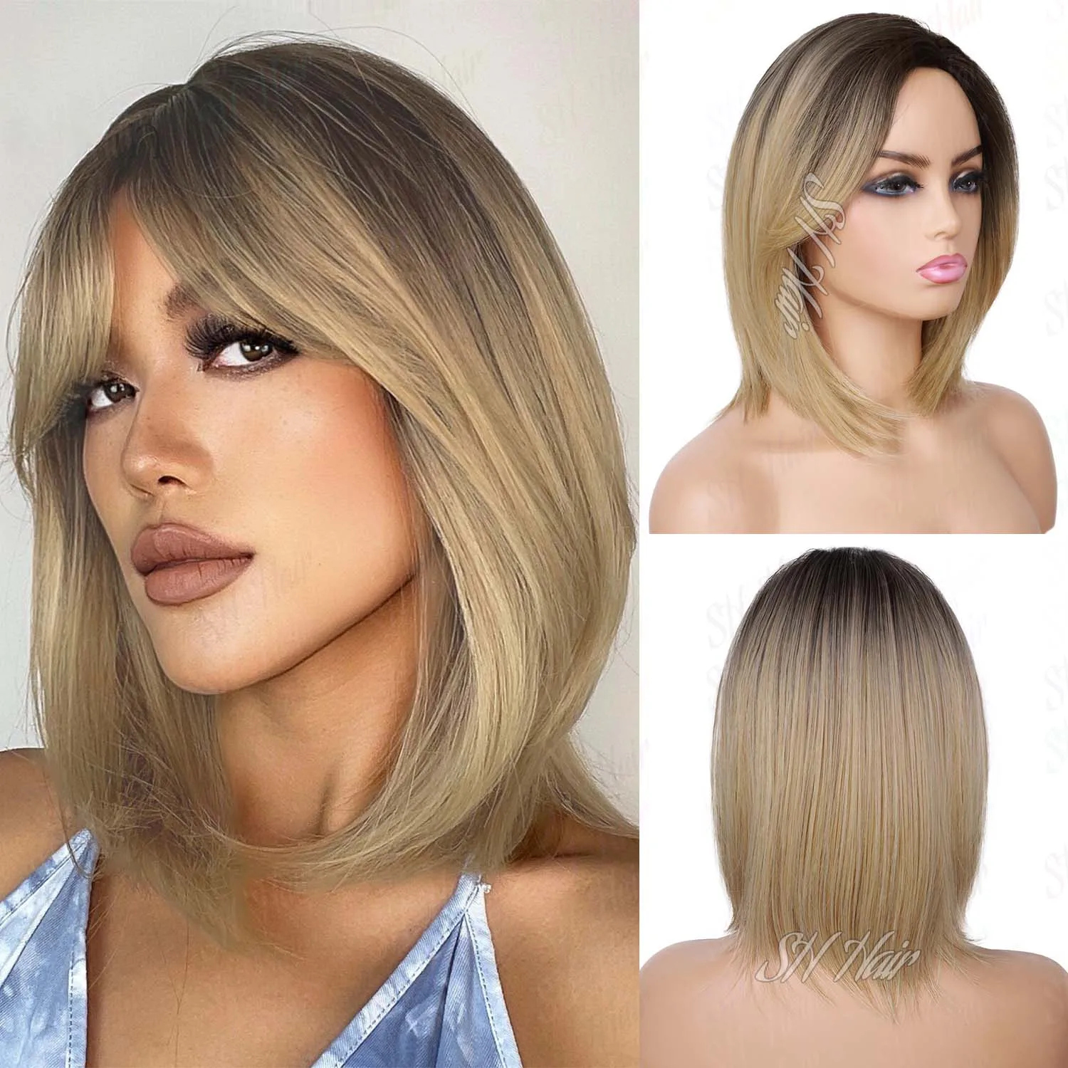 

Синтетический короткий смешанный светлый парик, многослойный парик с плечами для женщин, термостойкие парики для ежедневного использования, разноцветный парик