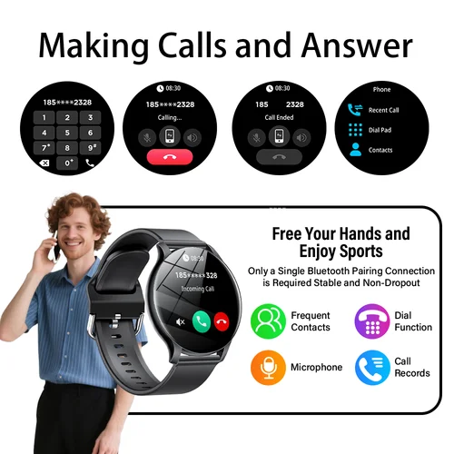 Imagen 2 del producto LAXASFIT 2025 nuevo reloj inteligente 1,52 pulgadas HD pantalla completamente táctil Bluetooth Dial y respuesta Smartwatch hombres y mujeres regalos de navidad