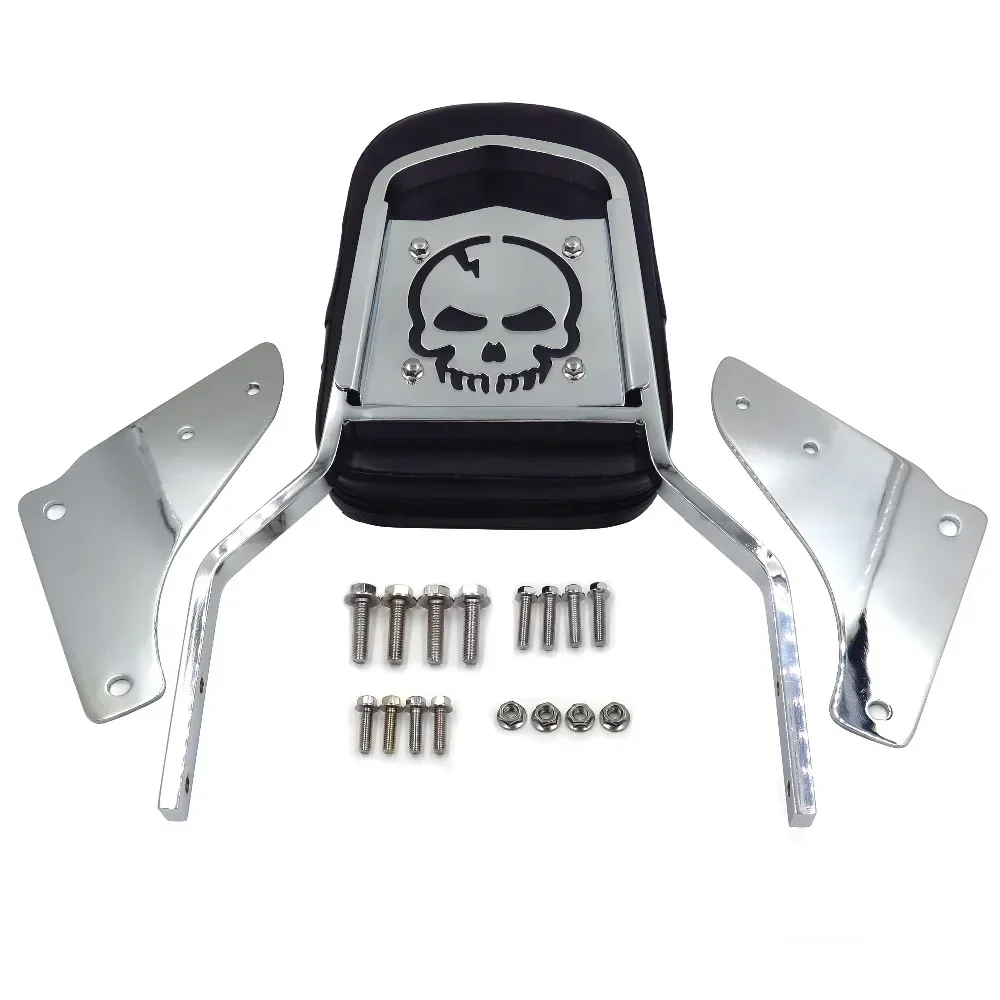 Chrome Motorcycle Skull Backrest Sissy Bar Pad for Honda Shadow ACE 1100,Shadow Tourer,Shadow Sabre