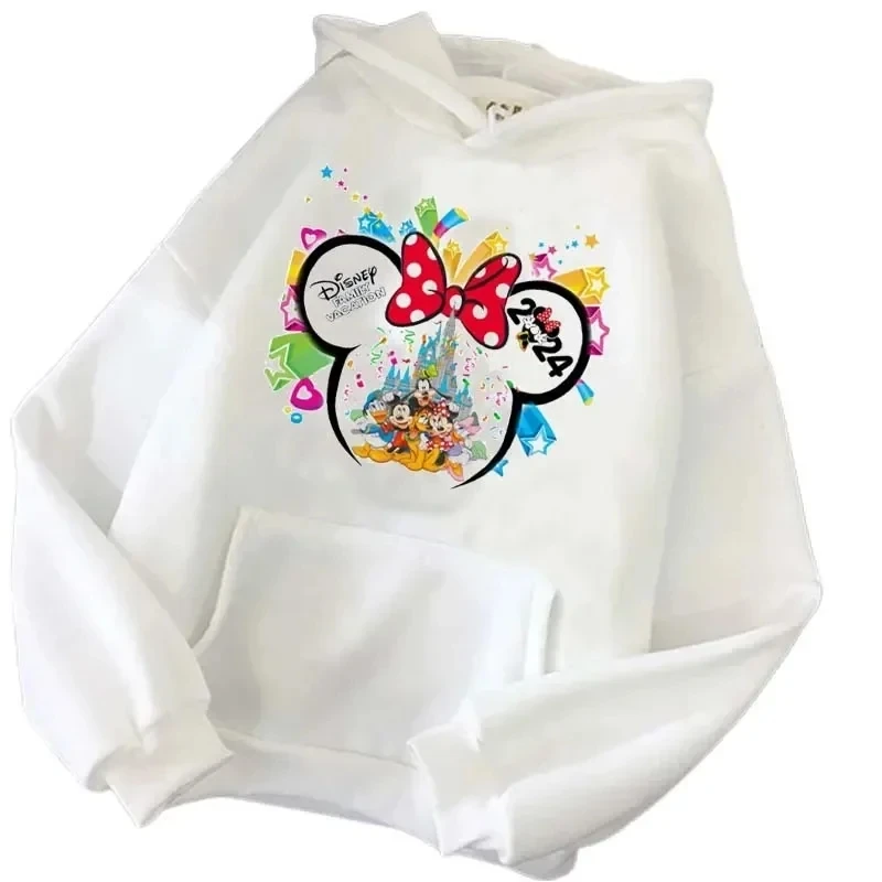 Disney 2024 Cartoon Male Sweatshirts Pocket Pattern Anime Print Loose Clothing Cozy Daily Men Hoodies Autumn Winter Pullover