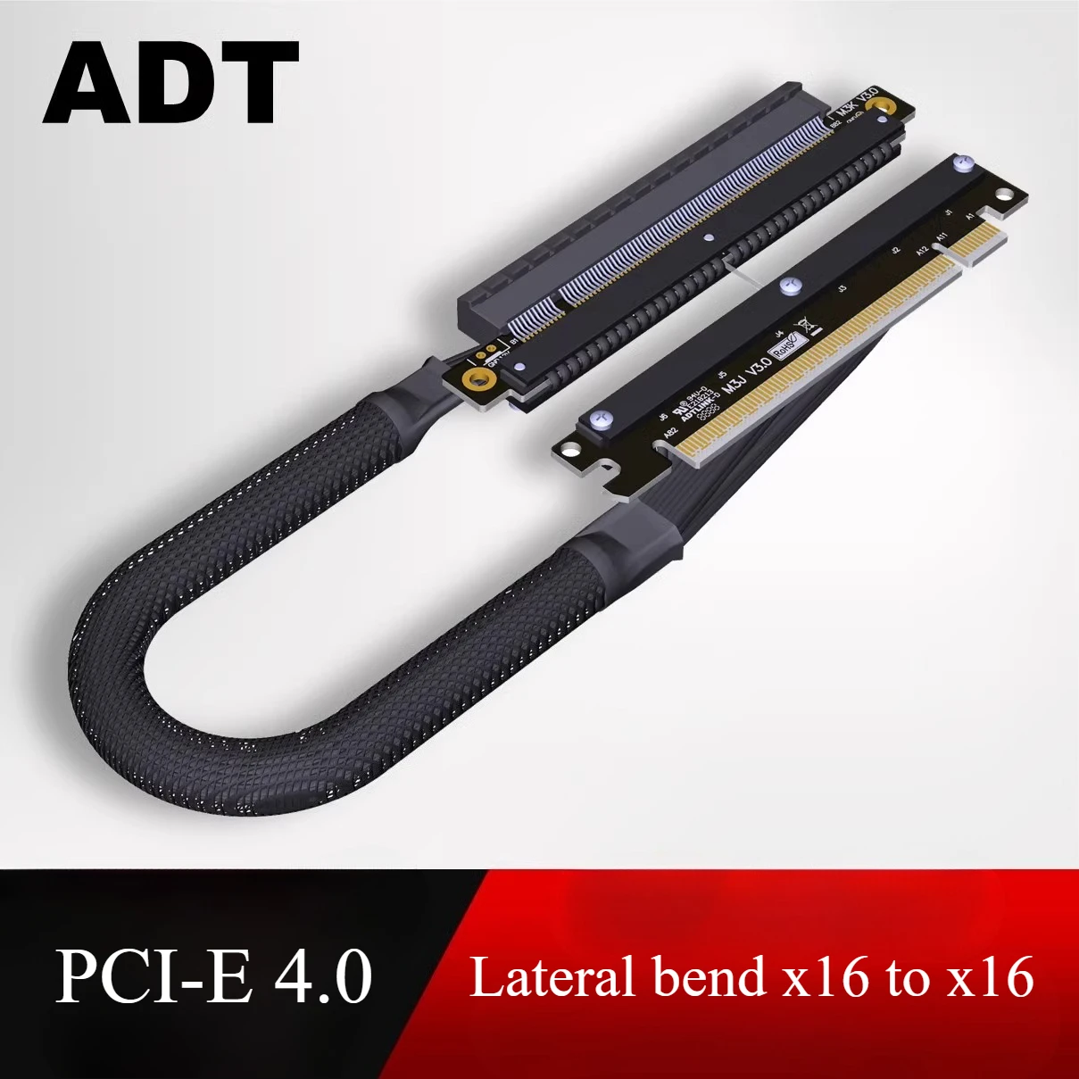 

Dual reverse side-bend PCIe4.0x16 graphics card extension cables suitable for chassis servers RTX4090, RX7900xtx, M33JK/M33JM