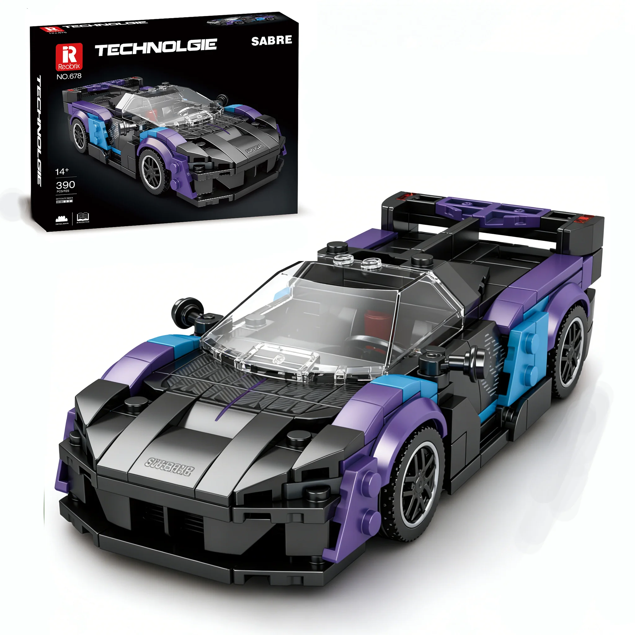 Reobrix SABRE Supercar Building Blocks Set, DIY Race Car Model Kit, Ideal Gift for Boys, Teens & Sports Car Lovers