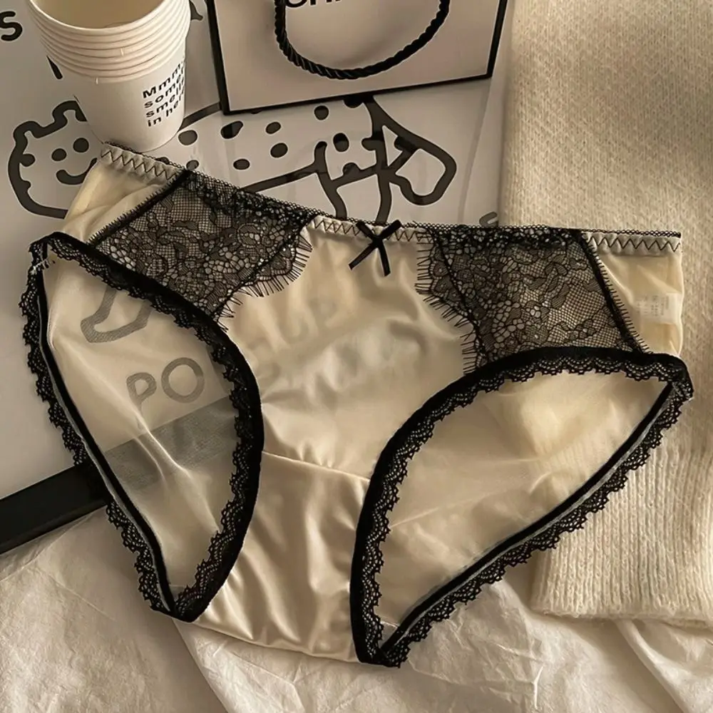Respirável cintura média arco calcinha de renda algodão virilha lingerie feminina sexy calcinha sem costura cuecas de renda roupa interior