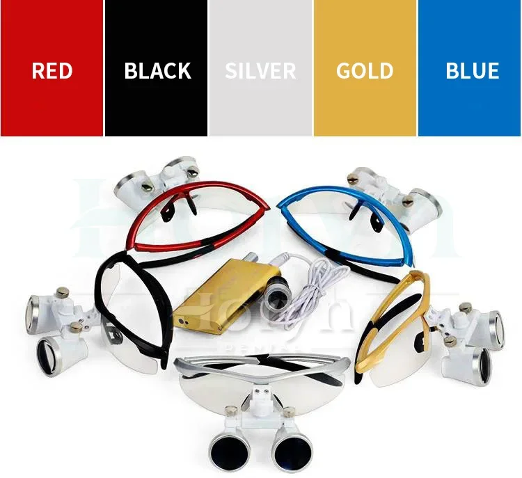 5 Colors 2.5X 3.5X Led den tal Eye Magnifying Glasses Medical Loupes with light