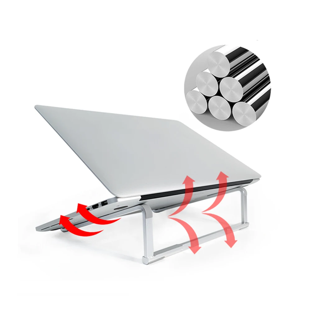 Supporto per laptop per scrivania Supporto per computer ergonomico pieghevole Supporto per notebook ventilato in lega di alluminio da 10-16 pollici per MacBook Pro/Air