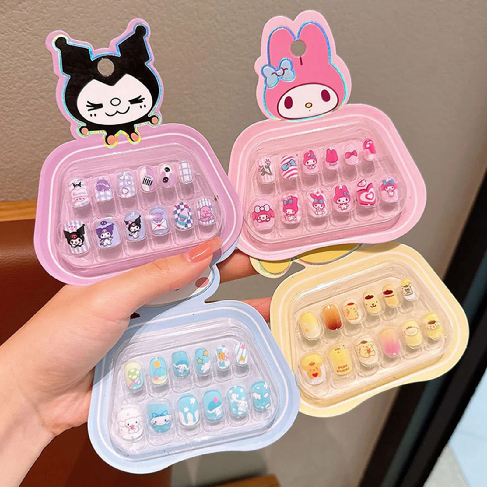 Kawaii HelloKitty cartoon peripheral wearing nail art, exquisite hand decoration wearing armor