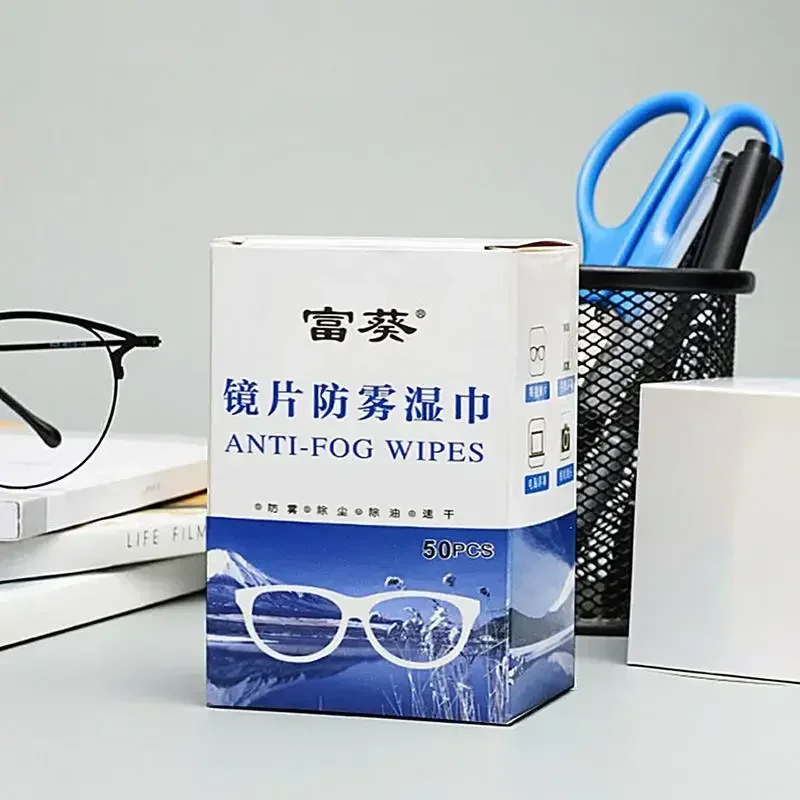 Toallitas de limpieza de lentes antiniebla, prehumedecidas, para gafas de sol, pantallas, cámara, 50 recuentos