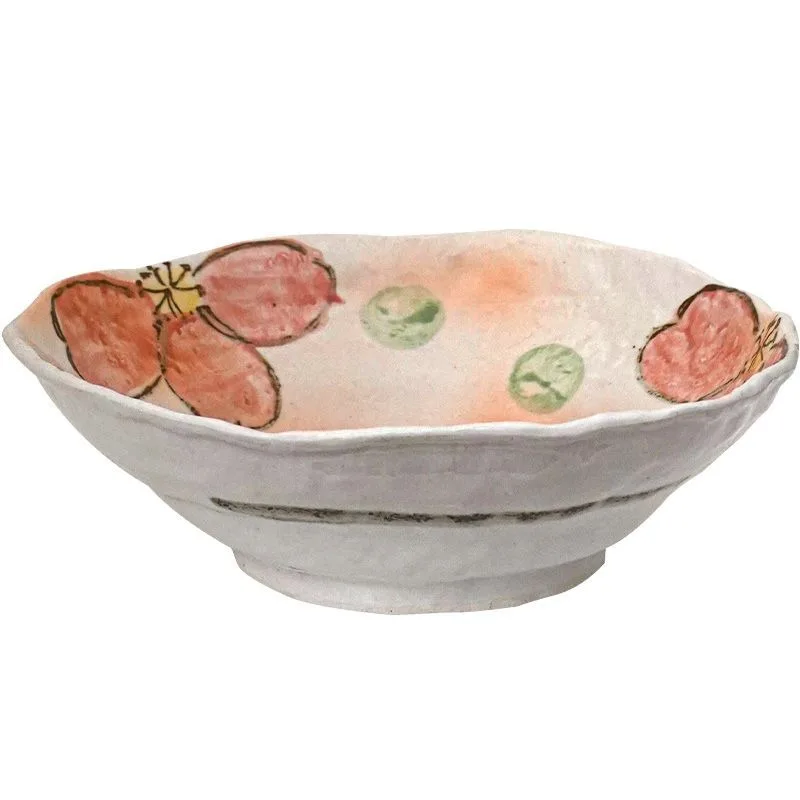 

Japanese hand-painted wind mountain return three-legged bowl noodle fruit bowl salad bowl ceramic