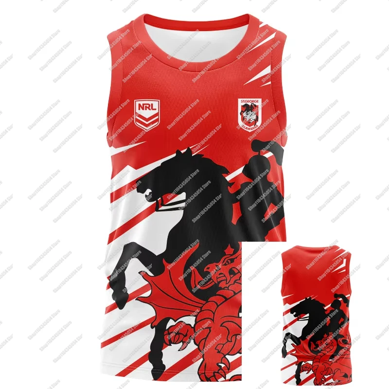 Men's Basketball Training Jersey Breathable Design 3D Print Suitable for Street Sports St George Illawarra Dragons Singlet.