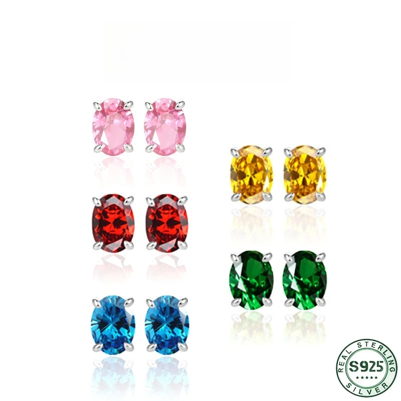 Hot selling fashionable and exquisite 100% S925 sterling silver earrings, fashionable oval zircon earrings, wedding jewelry
