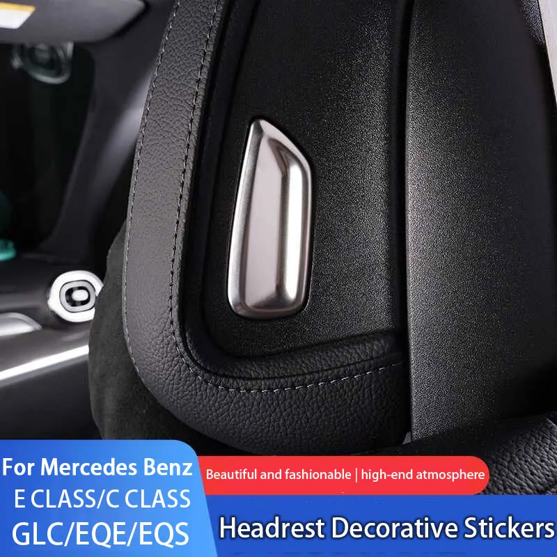 For Mercedes Benz E C Class W213 W205 X253 GLC EQE EQS Car Seat Adjustment Headrest Button Trim Cover Sticker Car Accessories