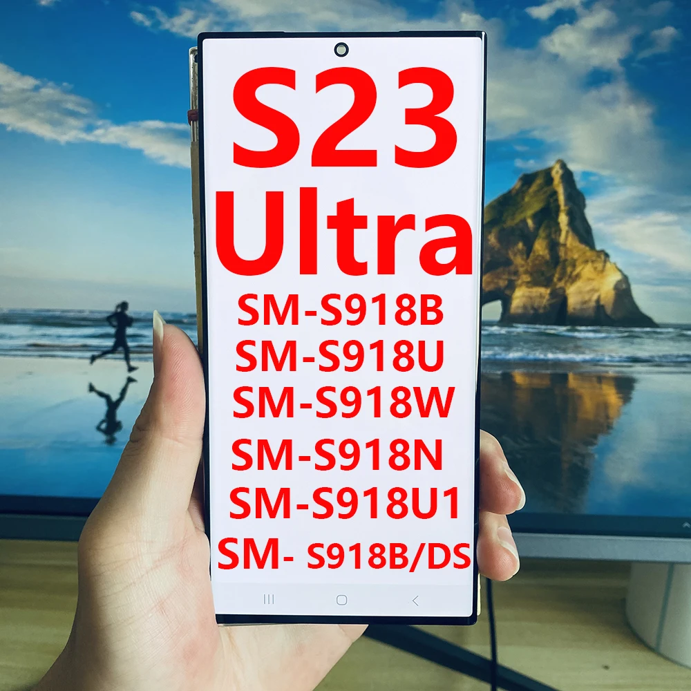Z wadami SUPER AMOLED S23 Ultra LCD dla Samsung S23 ultra S918U S918B Wyświetlacz LCD Ekran dotykowy z ramką Digitizer Assember