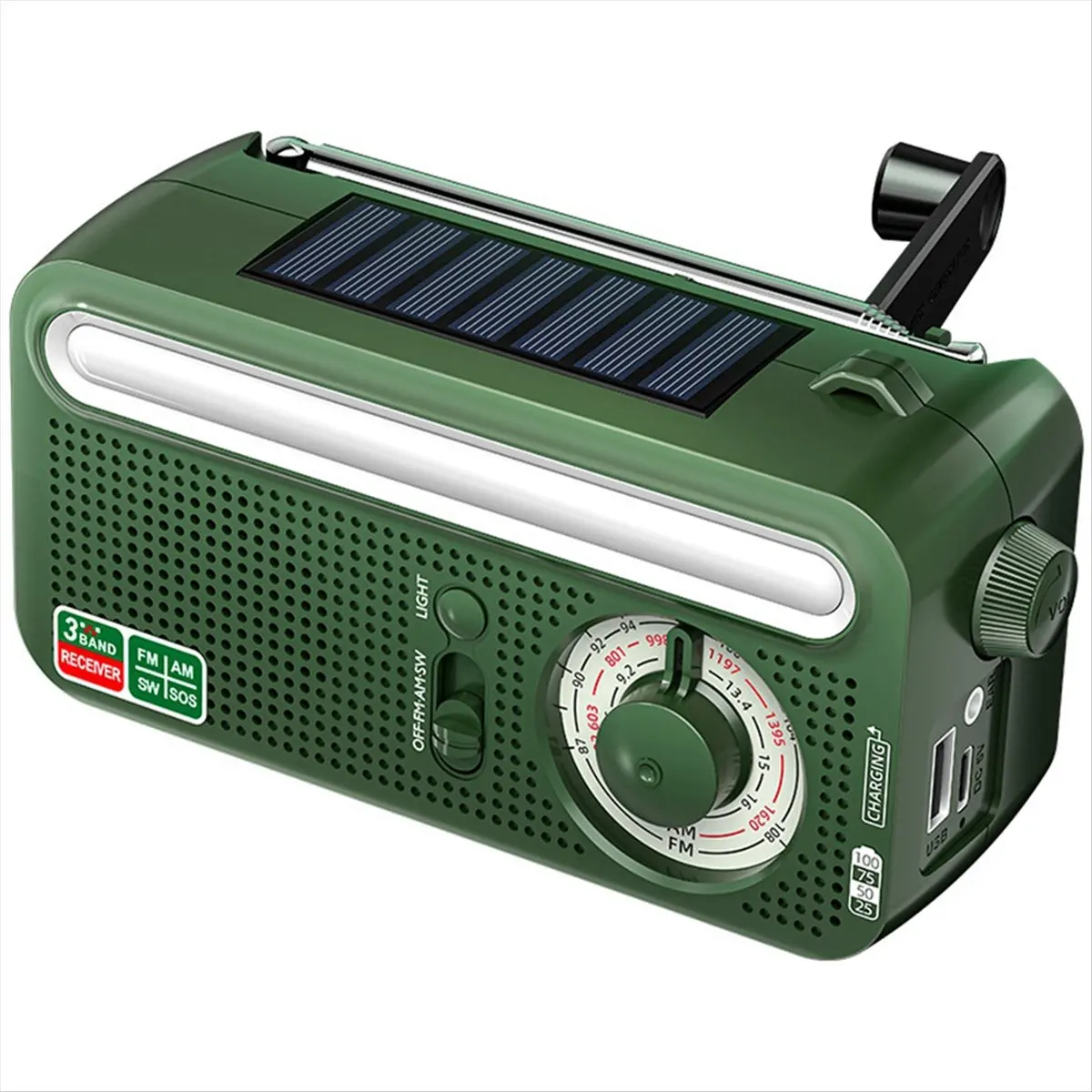 Special Offer-Solar Hand Crank Weather Radio Outdoor Flashlight Torch Solar Panel Power Bank AM/FM/NOAA Emergency Radio Survival