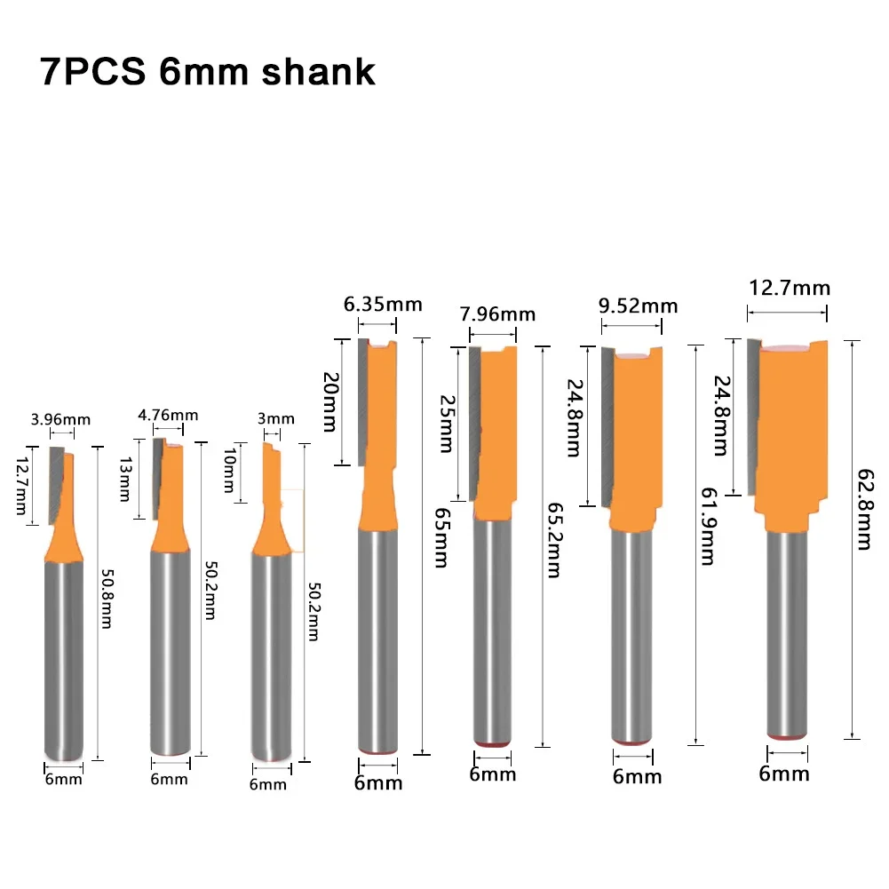 1PC 6MM Shank Milling เครื่องตัดไม้แกะสลักตรงบิตทังสเตนคาร์ไบด์เดี่ยวขลุ่ย Router บิตเครื่องตัดไม้ไม้