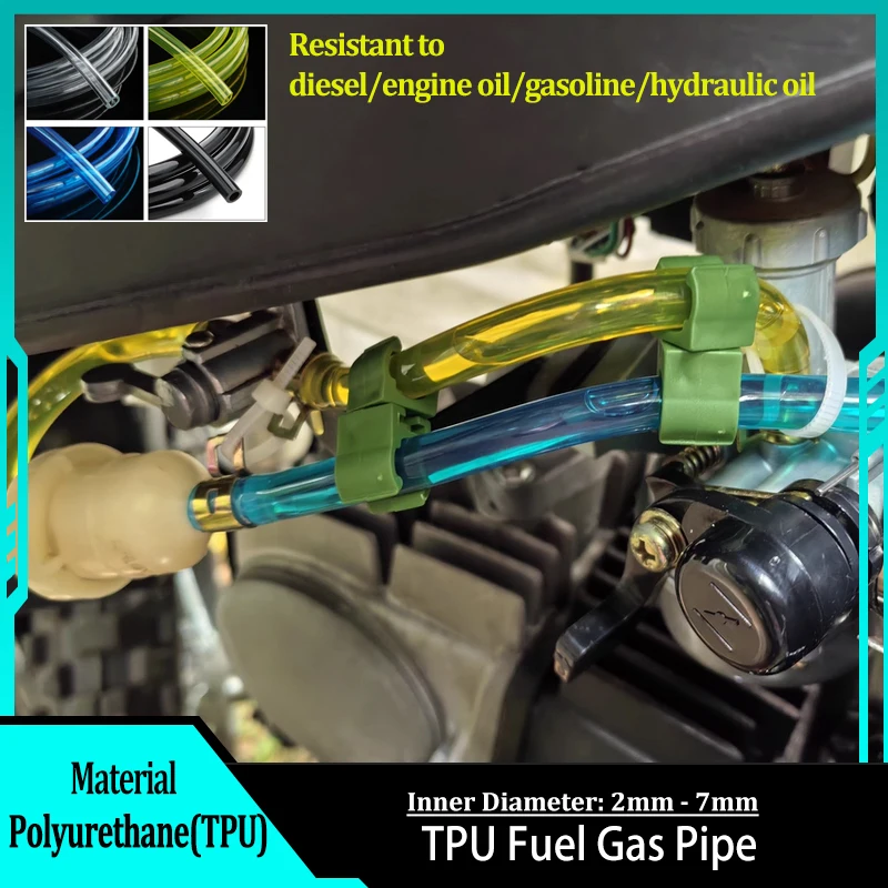 

1~50m TPU Gas Pipe ID X OD 2x3.5/2x4/2.5x5/3x5/3x6/4x6/5x8/6x8/7x10mm Fuel Hose for Motorcycles Tricycles Lawn Mower Oil Tubing
