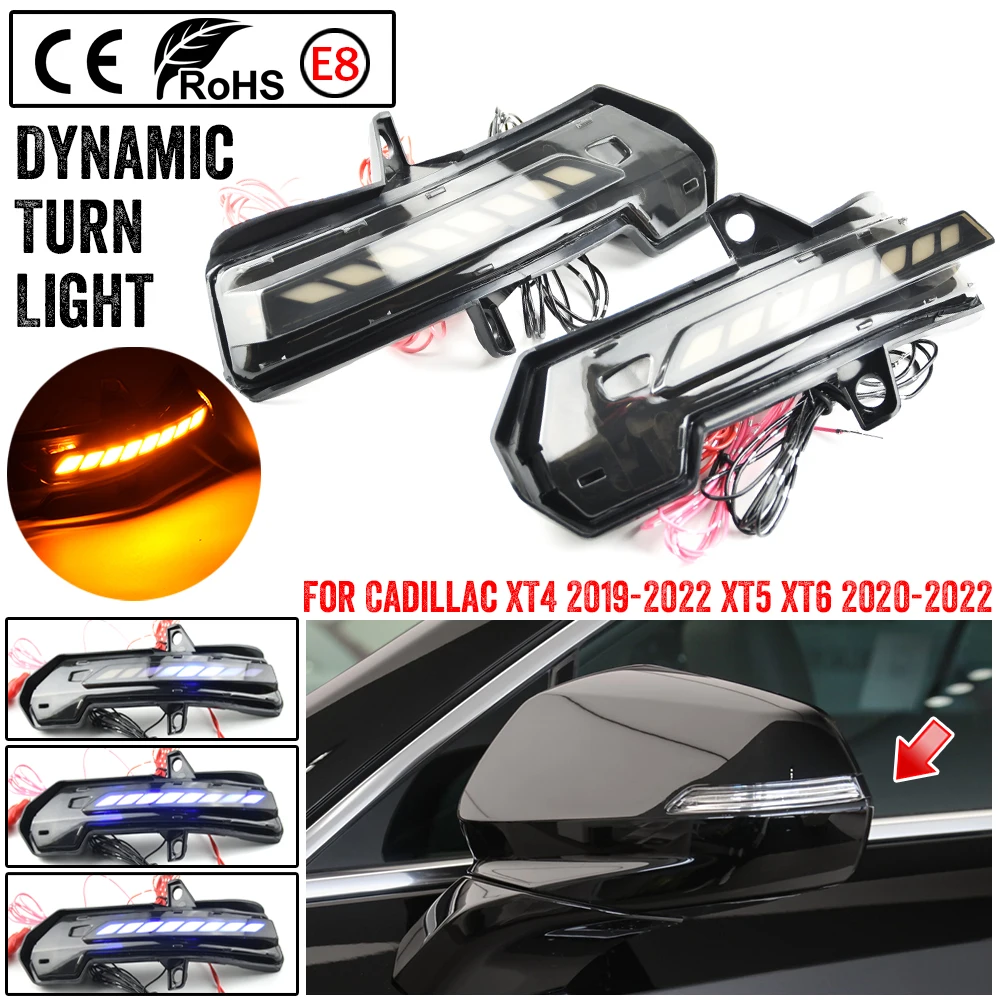 

Dynamic Turn Signal Light For Cadillac XT4 XT5 XT6 2019-2022 LED Side Wing Rearview Mirror Indicator Blinker Repeater