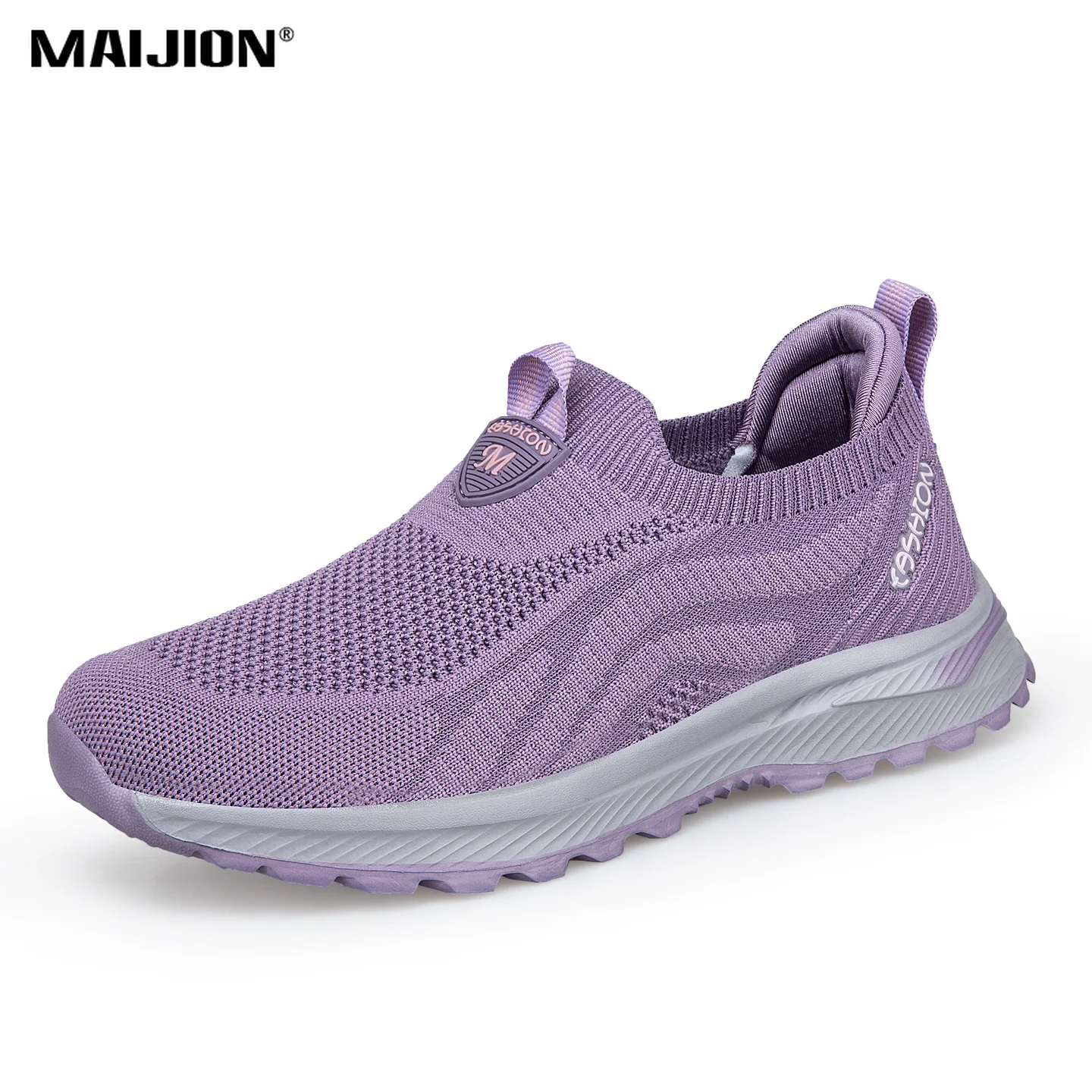 Ladies Slip on Elderly Walking Shoes Lightweight Knitted Breathable Casual Sneakers Women Comfortable Non-slip Footwear