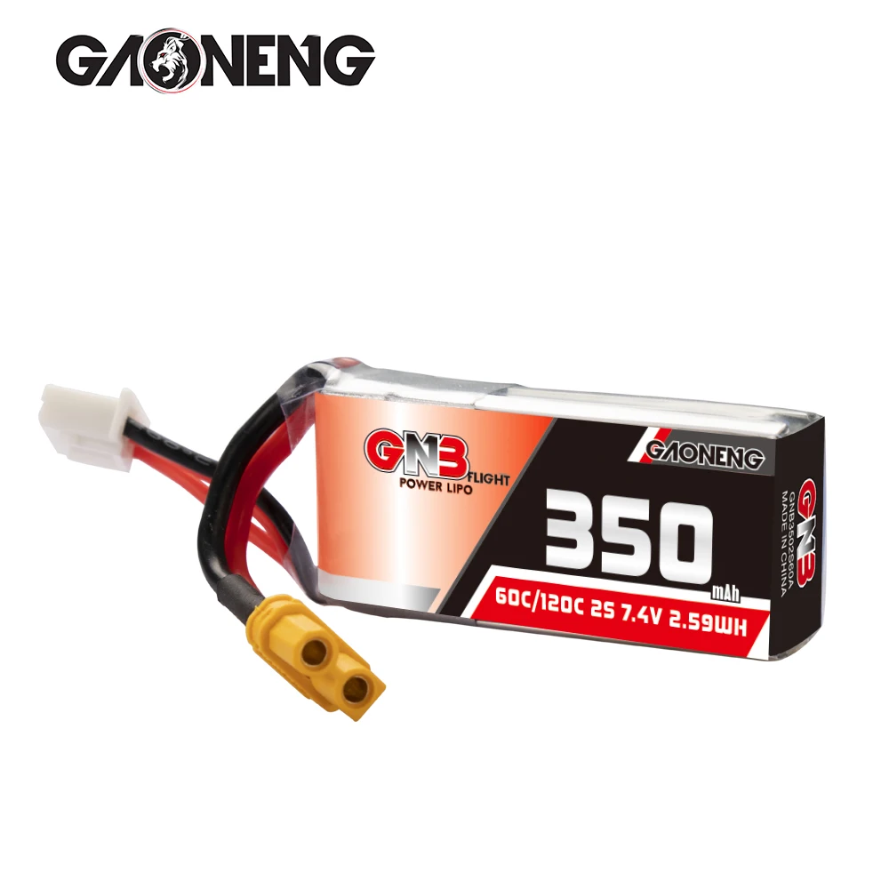 350mah 2s 7.4v lipo 60 c GAONENG GNB 60C XH2.54 3P Battery RC Car Quad FPV Dont over 7 4V 350mAh 60C 2S