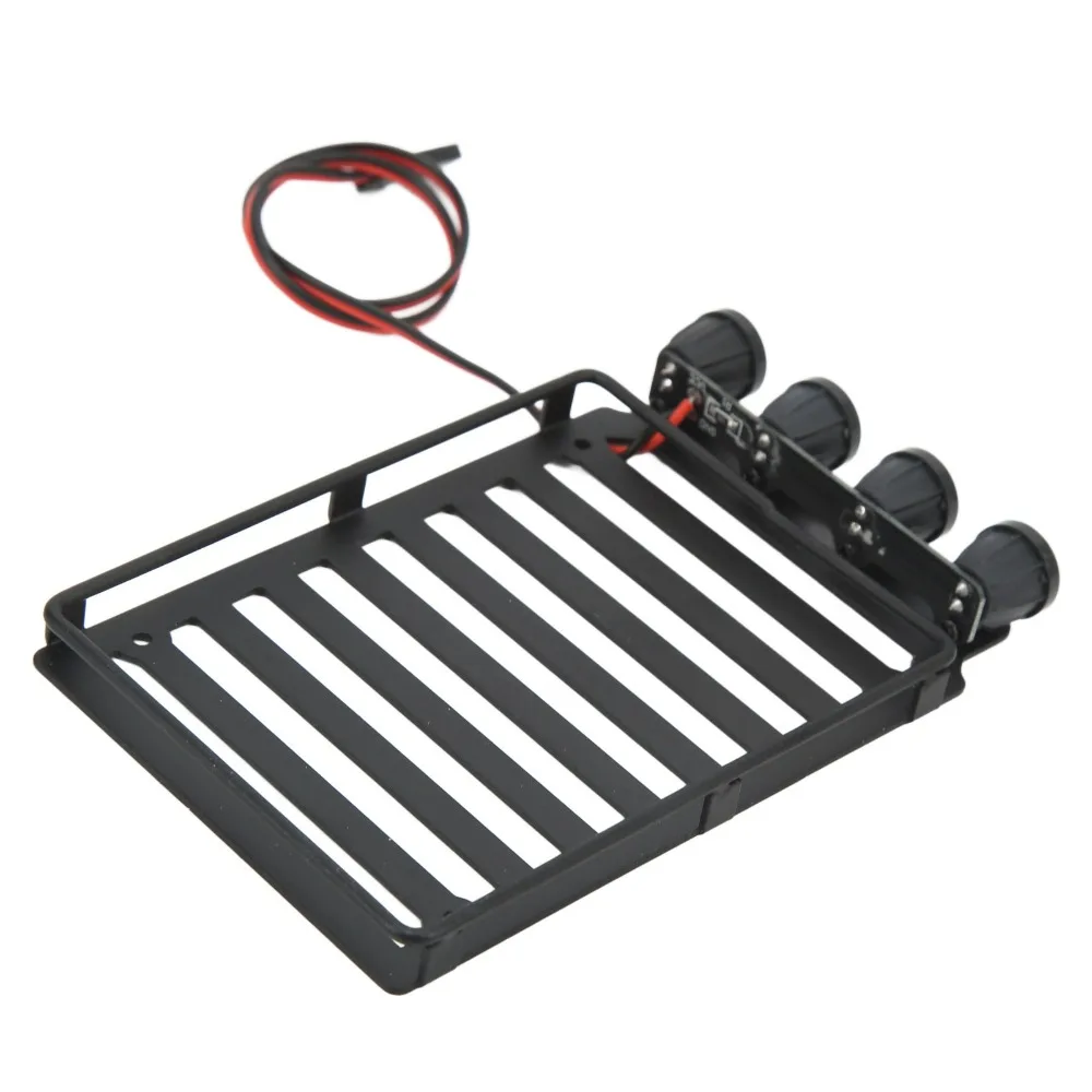 Plastic Roof Rack Luggage Carrier With LED Light 1/24 Scale Roof Rack Luggage Rack for Axial SCX24 1/24 RC Crawler Car