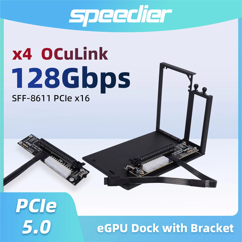 OCuLink SFF-8611 /8612 to PCIe X16 External Graphics Card GPU Dock EGPU Expansion Adapter 5.0 X4 128Gbps For ATX Open Laptop PC