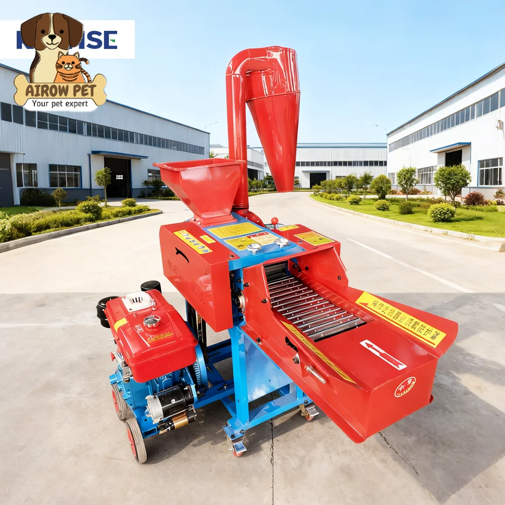 AIROW Forage and Grain Crusher Machine Diesel for Cattle Sheep Pig Poultry Feed Processing on Mixed Farms