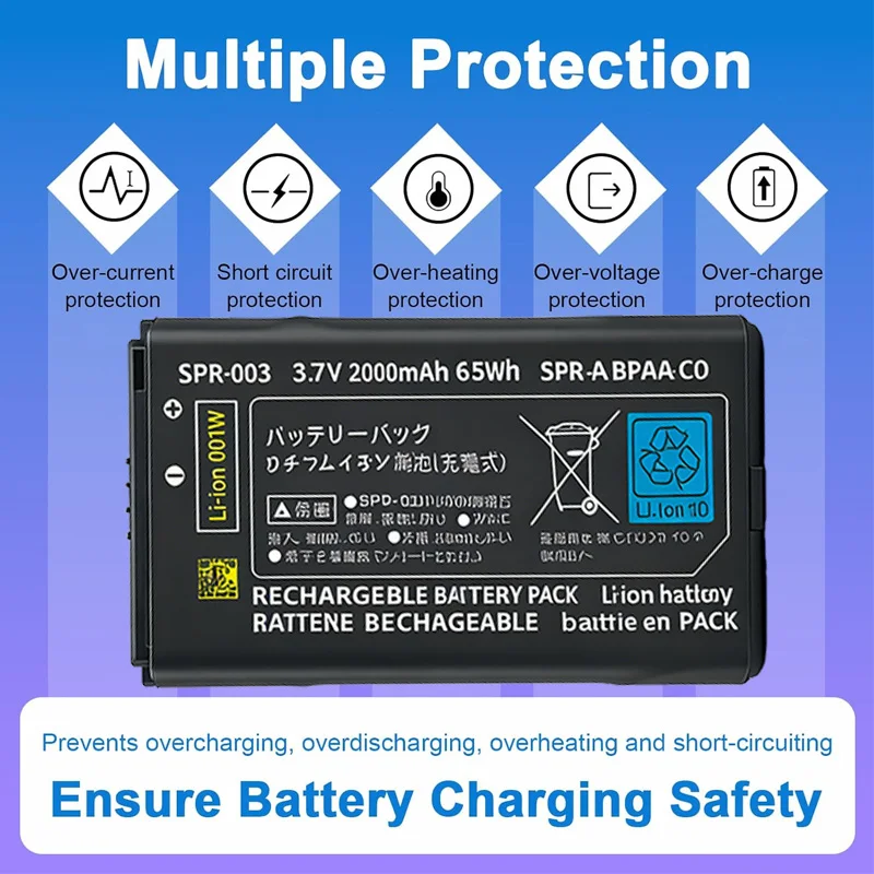 

Аккумулятор SPR-003 2000 мАч высокой емкости для 3DS XL/3DS LL Li-ion с набором отверток для 3DSLL 3DSXL