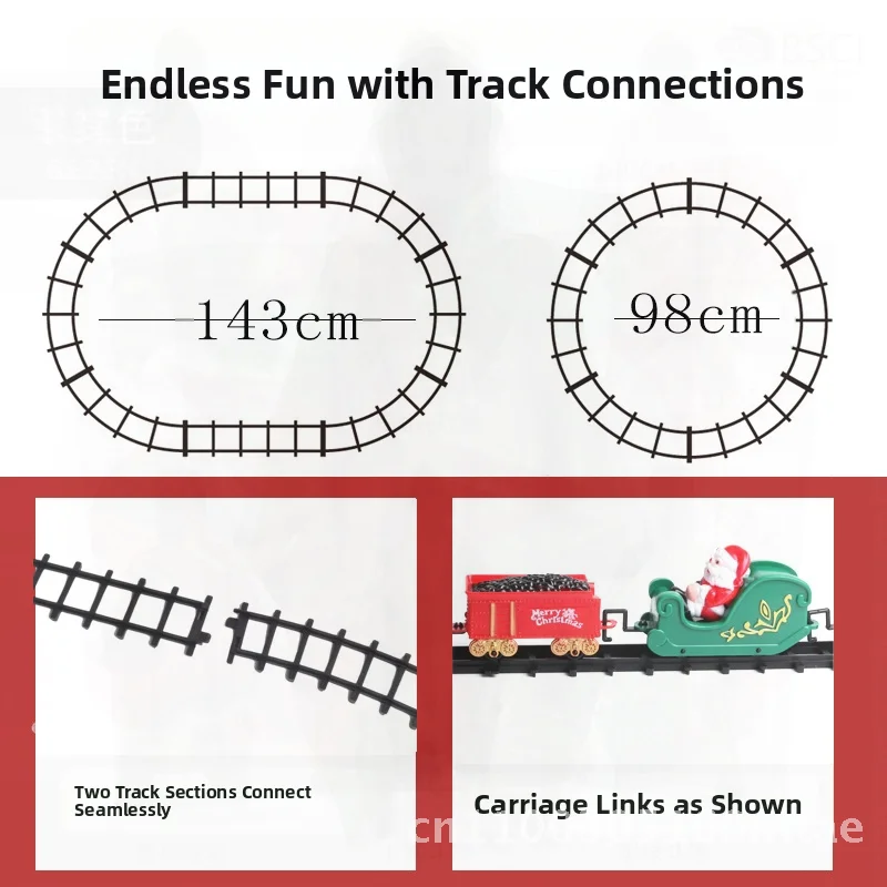 Christmas Theme Electric Train Set for Kids Simulation Car Toy Gift with Plastic Track Interactive Intellectually Developing