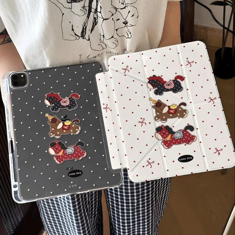Polka Dot Pony Tablet Case For iPad Pro 11 12.9 13 A16 M2 M4 M3 M5 Shell 8.3 9.7 10.2 5/6/7/8/9/10/11th Mini Air 3 4 5 6 7 Cover