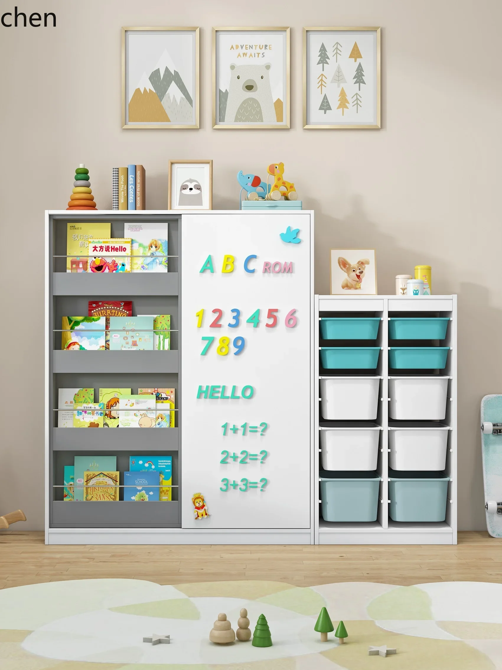 DSA Picture Book Rack Solid Wood Bookshelf Toy Storage Cabinet Student Bookcase Storage Rack