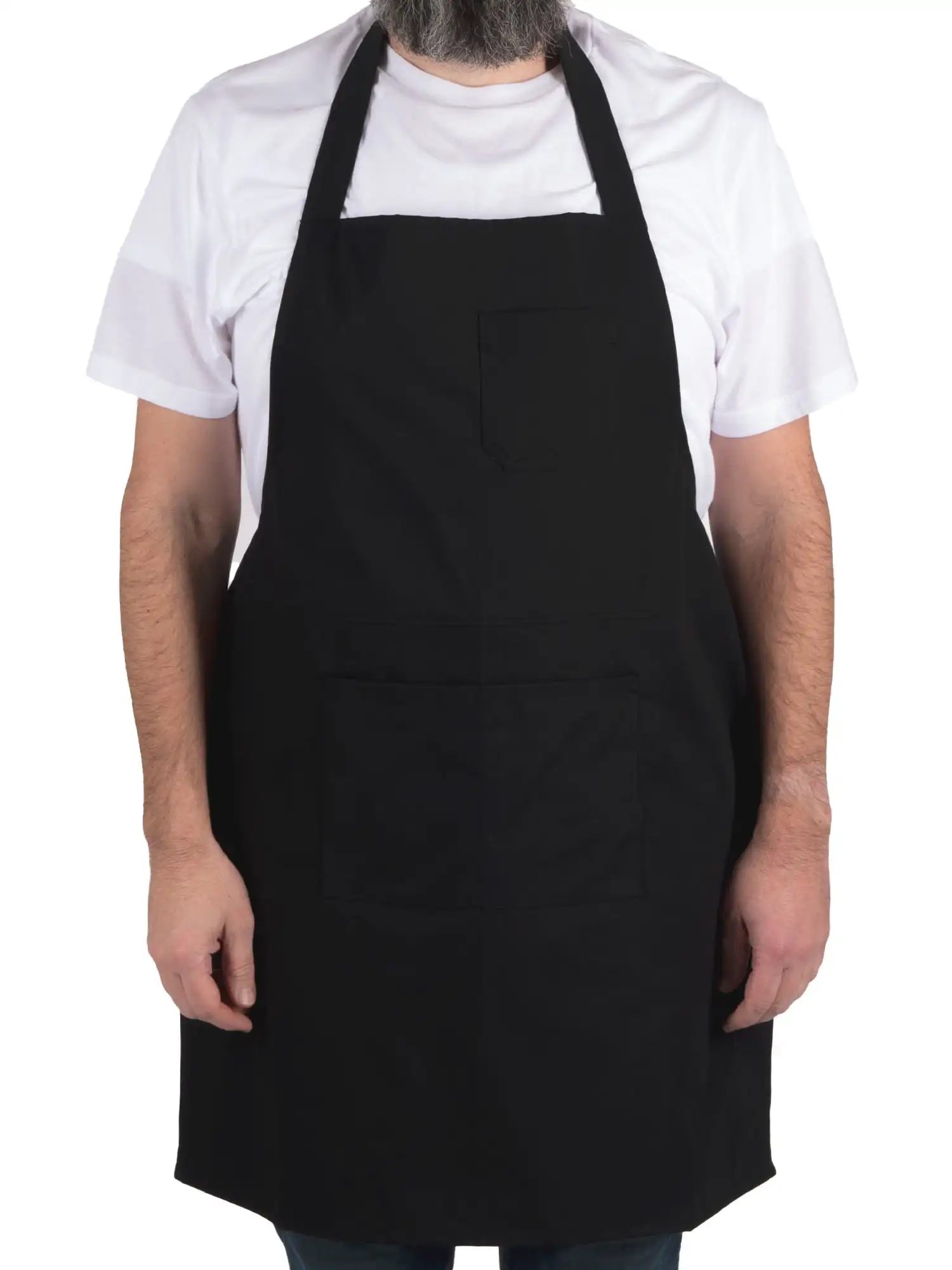

Mainstays Chef Kitchen Apron, 28" x 32" Cotton Bib Apron with Pockets for Cooking, Grilling, BBQ in Black