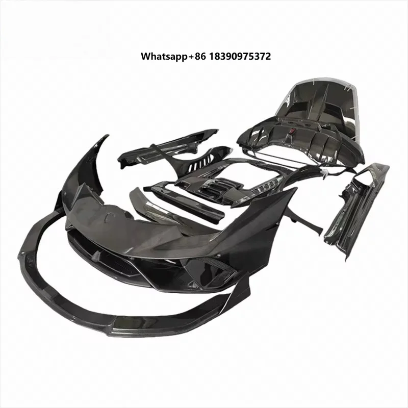 Full Carbon Fiber Front and Rear Bumpers Side Skirts Mudguards Hoods Retrofitting to Racing Version  djb