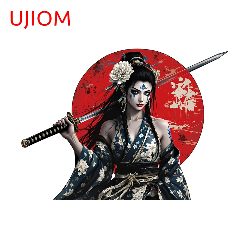 UJIOM Red Sun Demon Samurai Female Wall Stickers Sexy Fashion Personality Enchanting Graffiti Decal Kitchen Cupboard Decor