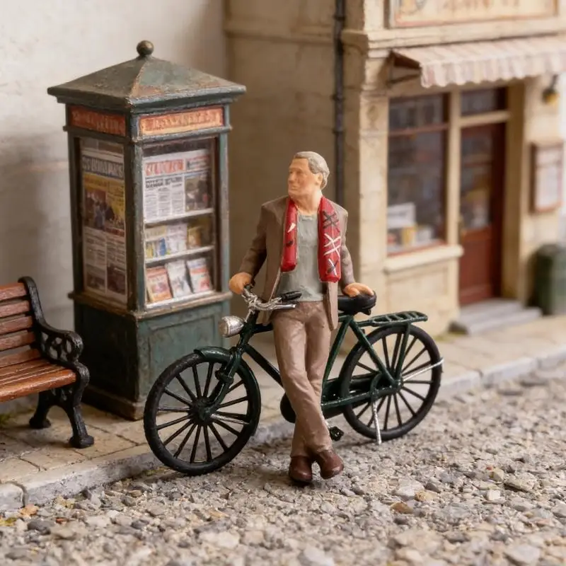 

Фигурки велосипедиста джентльмена, модель 1:64, миниатюрная фигурка с ручной росписью для миниатюрных сцен, реквизит для набор