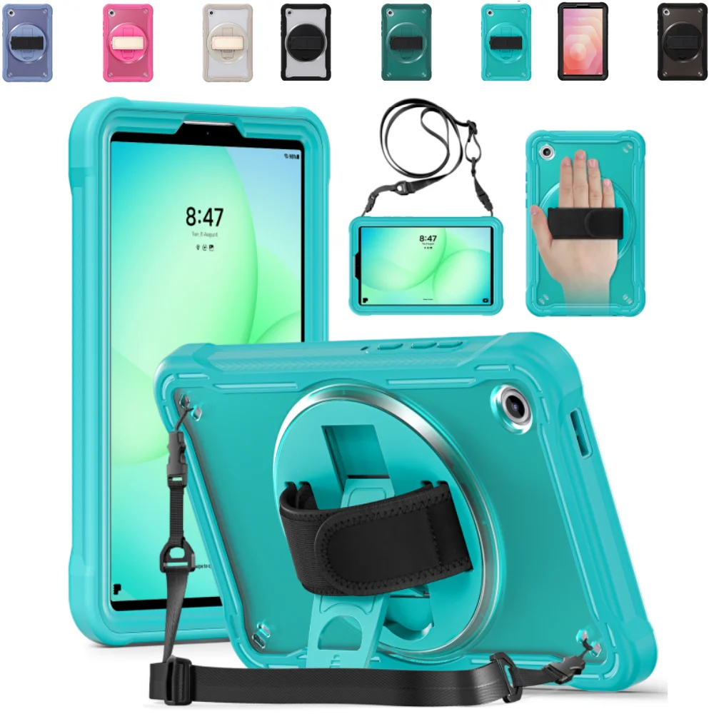 

Heavy Duty Case For Samsung Galaxy Tab A11 8.7 inch SM-X130 X135 2025 8.7" Rotating Wristband Tablet Cover with Shoulder Strap