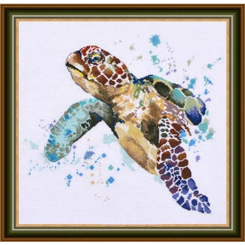 Amishop Gold Collection Chic Counted Cross Stitch Kit The Greatness Of Longevity Sea Turtle