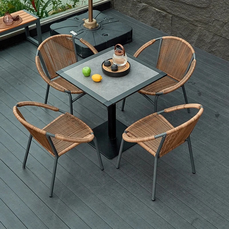 Modern Design Outdoor Dining Chair Balcony Patio Aluminum Rope Chair Garden Furniture Table Chair Set