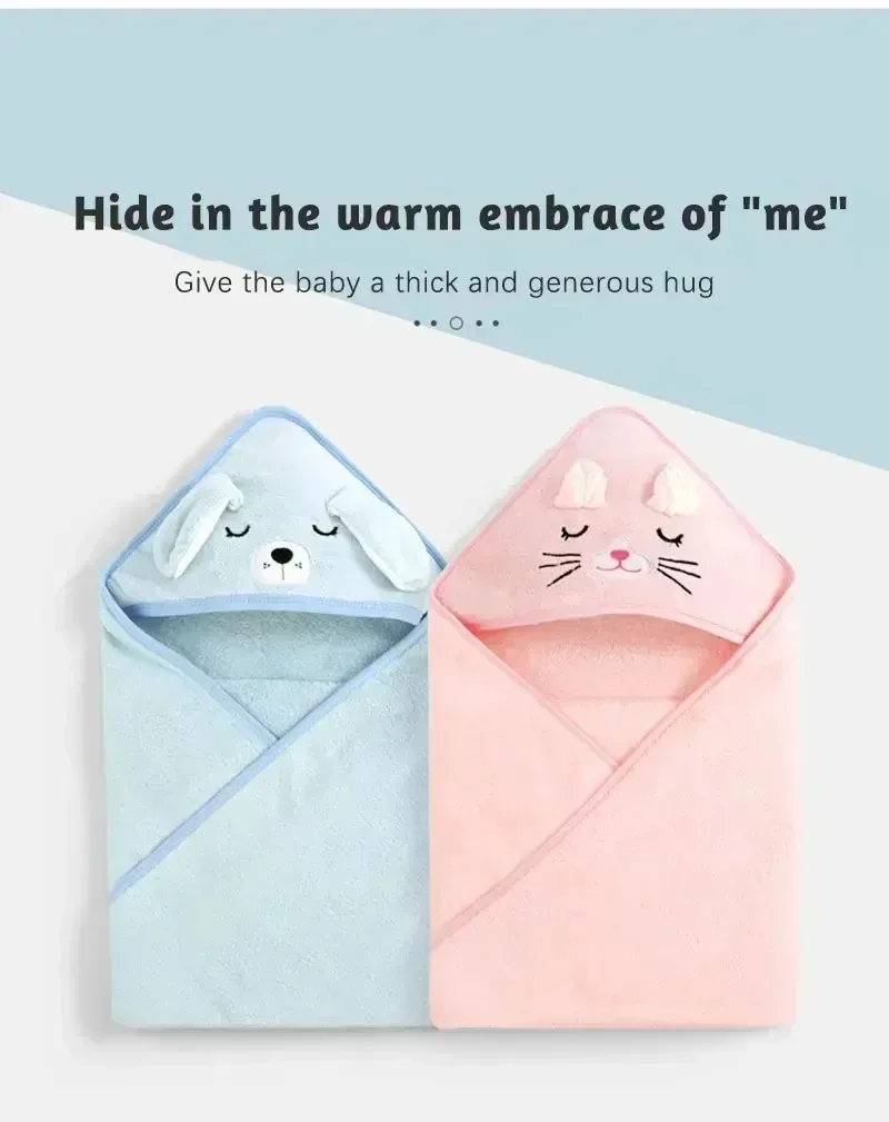 Toddler Baby Hooded Towels Newborn Kids Bathrobe Super Soft Bath Towel Blanket Warm Sleeping Swaddle Wrap for Infant Boys Girls