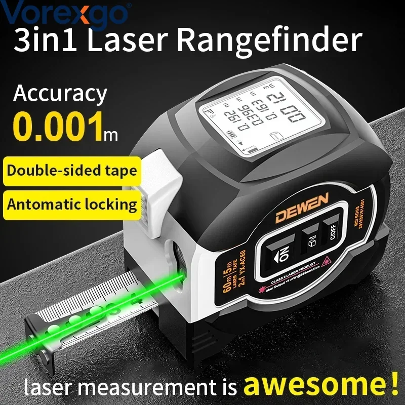 German Digital Laser Tape Measure Stainless Steel Blade with ABS and Steel Metric Instrumentation System Level Measurement